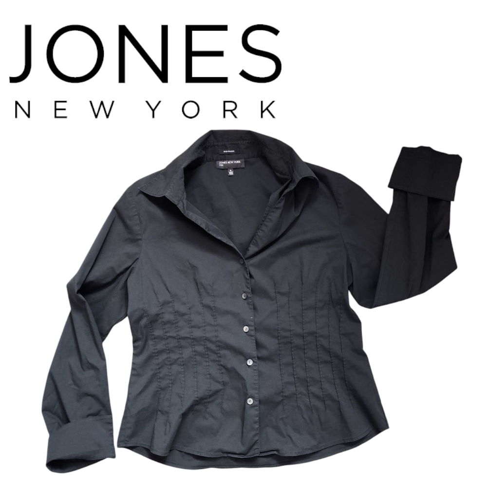 Jones New York Women's Black Fitted Button Down Shirt
